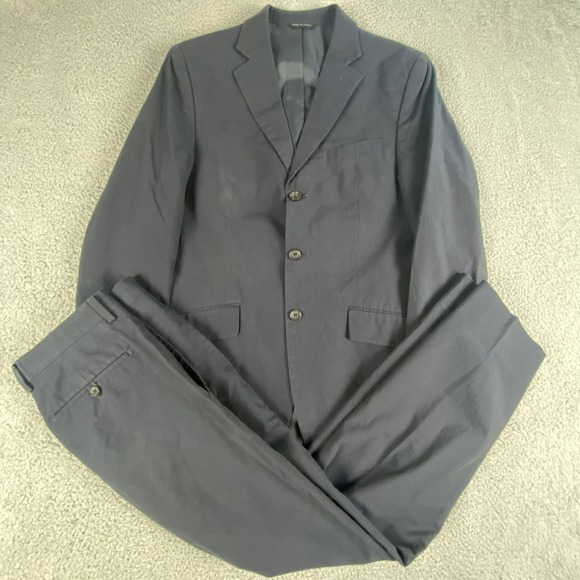 Banana Republic 2-Piece Suit Mens 38R Pants 32x32 Navy Pinstripe Cotton Preppy